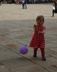 Greta with her balloon in Cathedral Square2